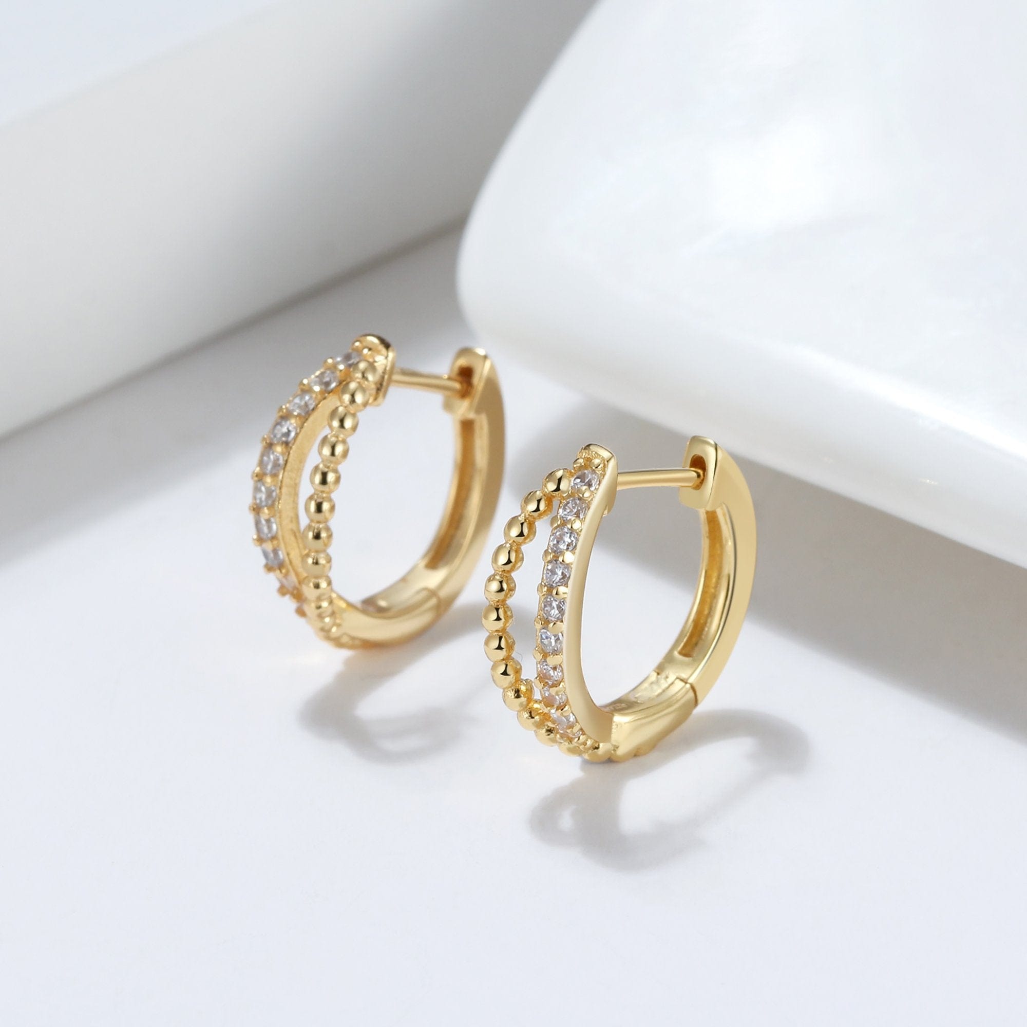 14K Solid Gold Diamond Tiny Hoop Earring 8mm – J&CO Jewellery